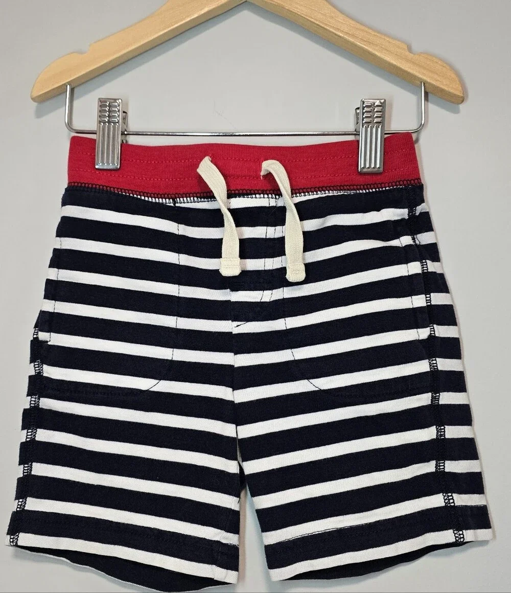 GAP Soft Navy & White Stripe Shorts with Red Waistband 2YRS.